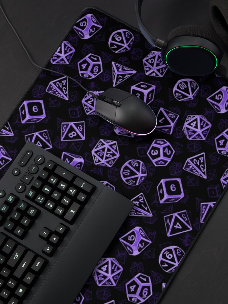 Thumbnail 4 of 5, Mouse Pad, D20 Dice Set Pattern (Purple) designed and sold by MaratusFunk.