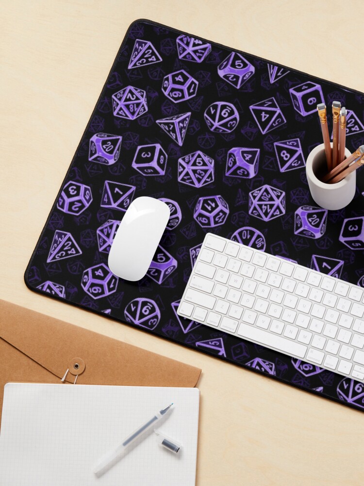 Thumbnail 3 of 5, Mouse Pad, D20 Dice Set Pattern (Purple) designed and sold by MaratusFunk.