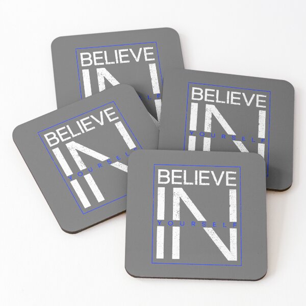 Item preview, Motivational Slogan - Believe in Yourself White Blue designed and sold by WearWolfDesigns.