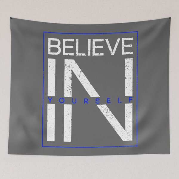 Item preview, Motivational Slogan - Believe in Yourself White Blue designed and sold by WearWolfDesigns.