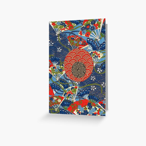 Wo | Japanese washi yuzen chiyogami origami paper collage Greeting Card