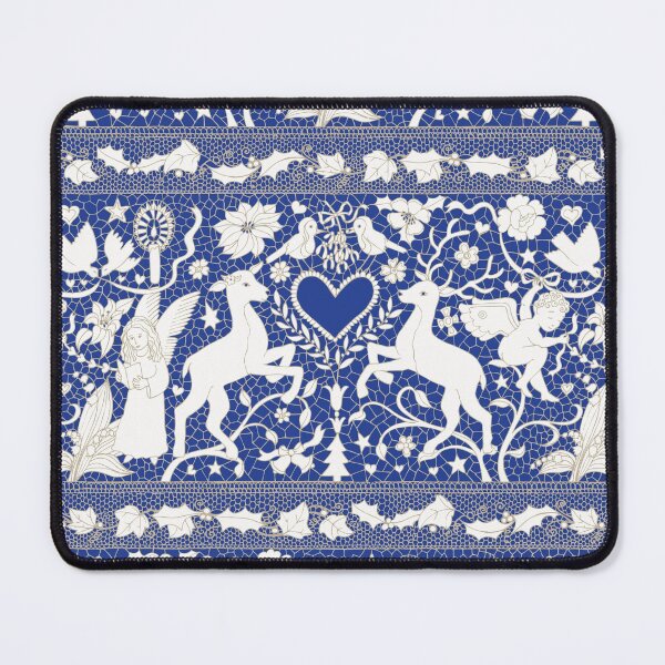 Antique lace - blue and cream (Wedgewood) - Traditional Christmas pattern by Cecca Designs Mouse Pad