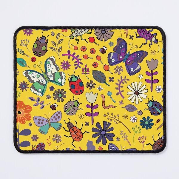Item preview, Butterflies, beetles and blooms - Yellow - pretty floral pattern by Cecca Designs  designed and sold by Cecca-Designs.