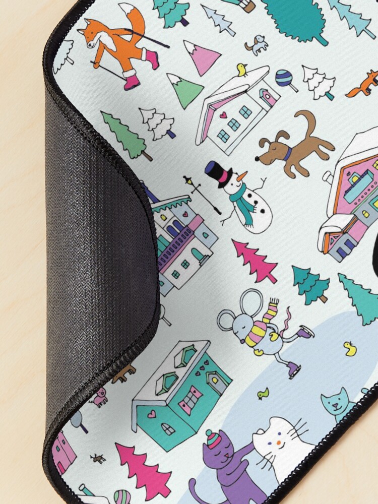 Alternate view of Alpine Animal Antics - original - Cute winter pattern by Cecca Designs Mouse Pad