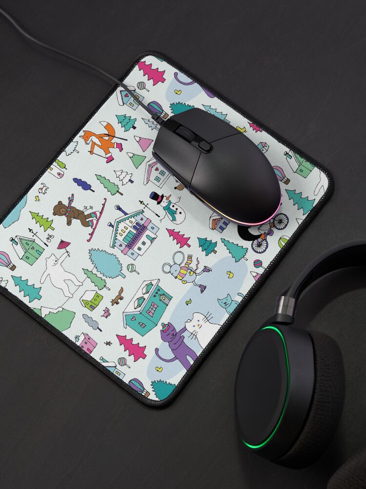 Alternate view of Alpine Animal Antics - original - Cute winter pattern by Cecca Designs Mouse Pad