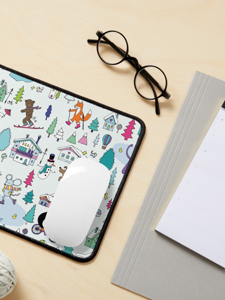 Alternate view of Alpine Animal Antics - original - Cute winter pattern by Cecca Designs Mouse Pad