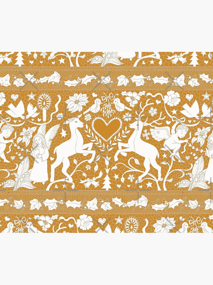 Antique lace - gold and cream - traditional Christmas pattern by Cecca Designs by Cecca-Designs