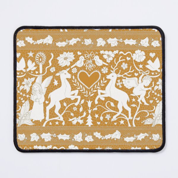 Antique lace - gold and cream - traditional Christmas pattern by Cecca Designs Mouse Pad