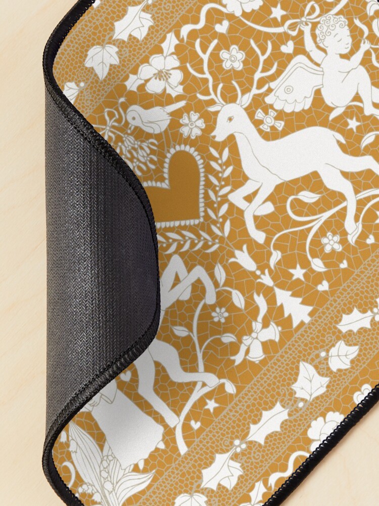 Alternate view of Antique lace - gold and cream - traditional Christmas pattern by Cecca Designs Mouse Pad