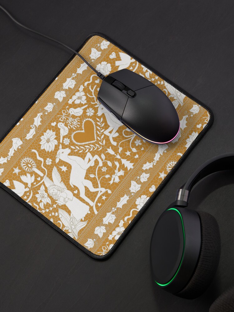 Alternate view of Antique lace - gold and cream - traditional Christmas pattern by Cecca Designs Mouse Pad