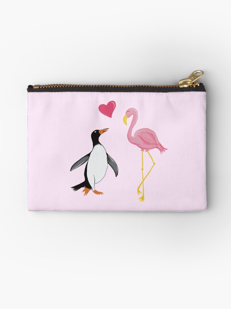 Thumbnail 1 of 4, Zipper Pouch, Paul Penguin & Frieda Flamingo designed and sold by Luaillustration.