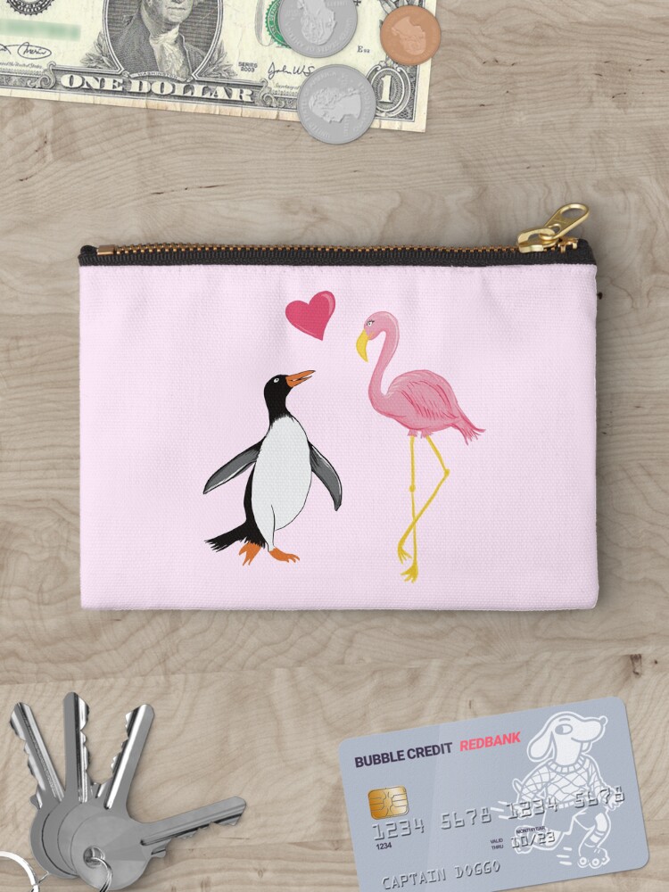 Thumbnail 3 of 4, Zipper Pouch, Paul Penguin & Frieda Flamingo designed and sold by Luaillustration.