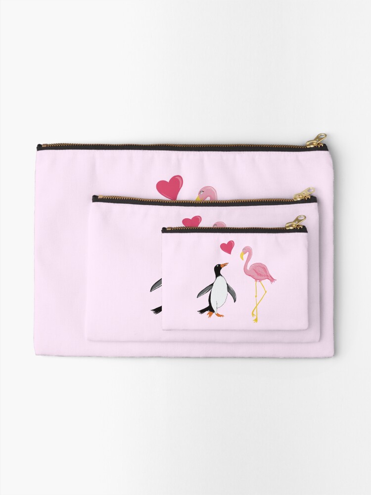 Thumbnail 2 of 4, Zipper Pouch, Paul Penguin & Frieda Flamingo designed and sold by Luaillustration.
