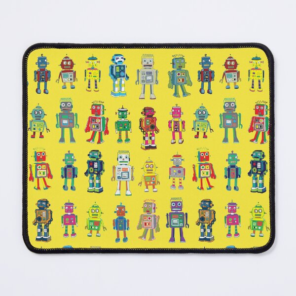 Item preview, Robot Line-up on Yellow - patrón divertido de Cecca Designs designed and sold by Cecca-Designs.