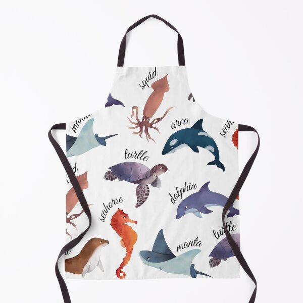 Item preview, Cute Ocean Sea Creatures Animals Pattern (Black Text) designed and sold by chloeinca.