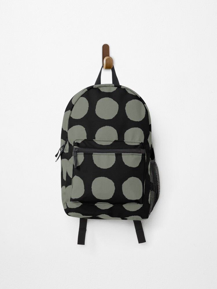 Imagen 1 de 3, Mochila con la obra Olive Green and Black Abstract Polka Dot Pattern Pairs Dutch Boy 2022 Popular Color Wild Basil 424-5DB - Colour Trends - Trending Hues, diseñada y vendida por ColorOfTheYears.