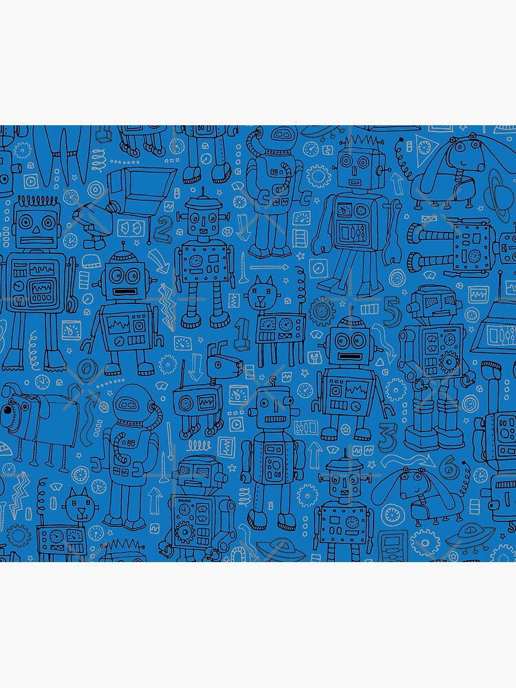 Robot pattern - Blue - fun pattern by Cecca Designs by Cecca-Designs