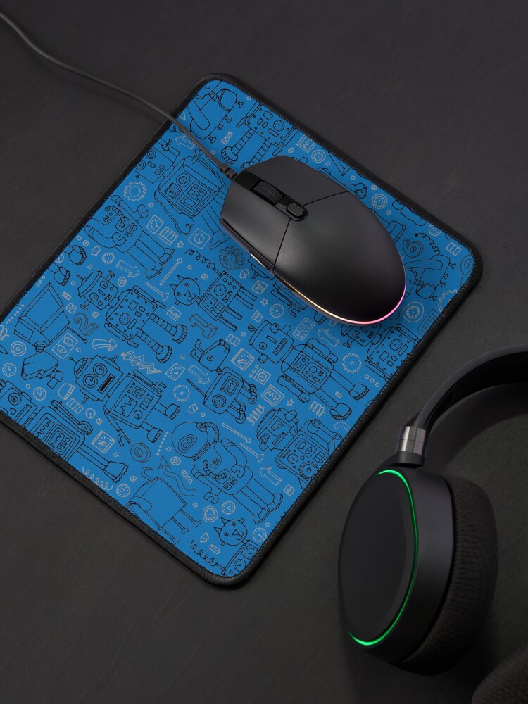Alternate view of Robot pattern - Blue - fun pattern by Cecca Designs Mouse Pad