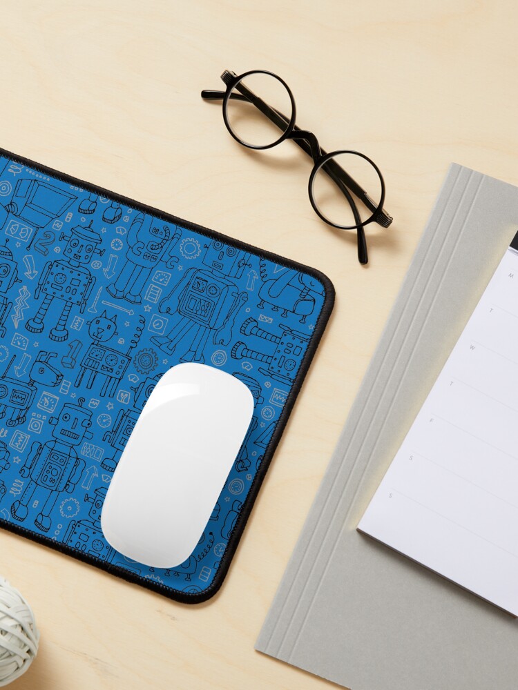 Alternate view of Robot pattern - Blue - fun pattern by Cecca Designs Mouse Pad