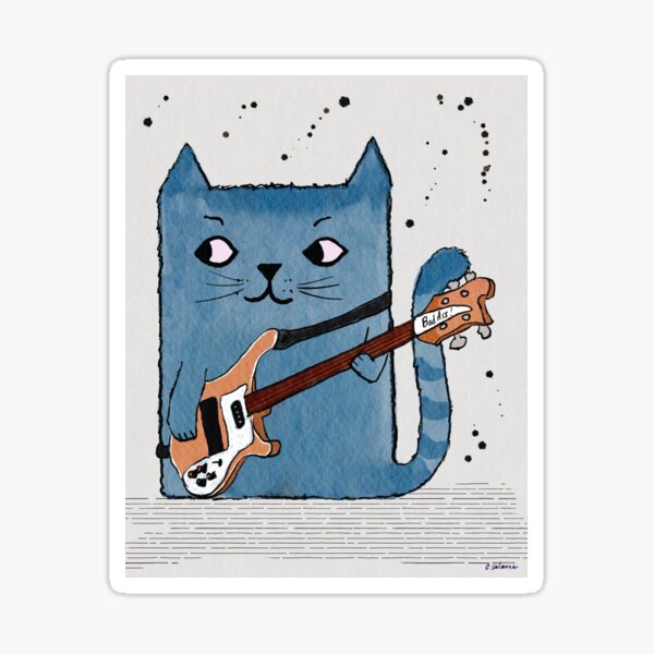 Groovy Bass Cat Sticker