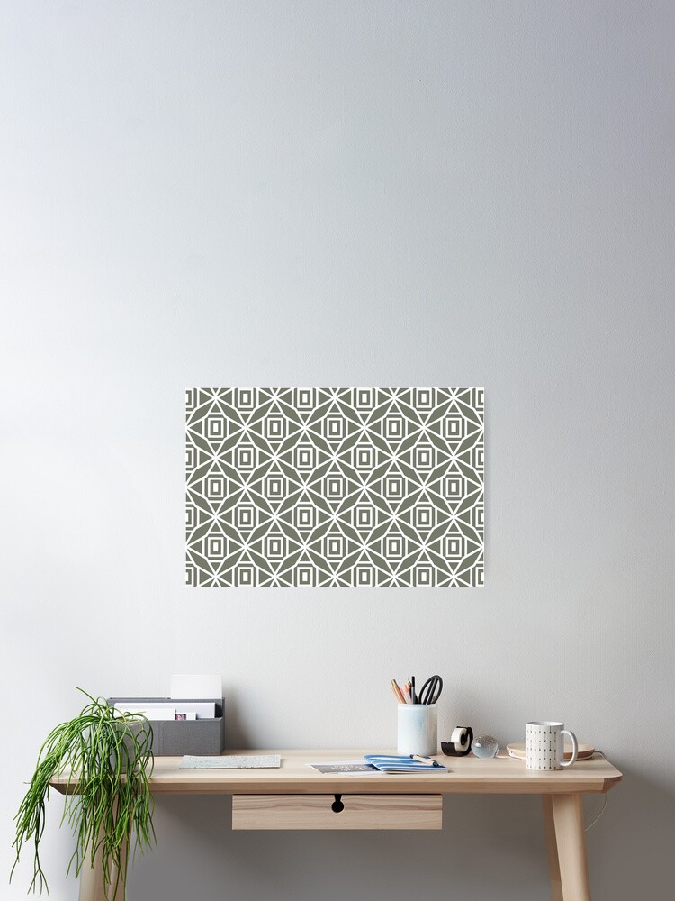 Thumbnail 2 von 3, Poster, Olive Green and White Shape Tile Pattern Pairs Dutch Boy 2022 Popular Color Wild Basil 424-5DB - Colour Trends - Trending Hues designt und verkauft von ColorOfTheYears.