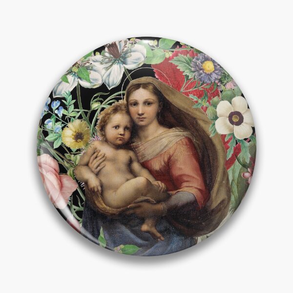 Item preview, Vintage Virgin Mary And Baby Jesus Beautiful Decorative Flower Design designed and sold by TrulyEpoque.