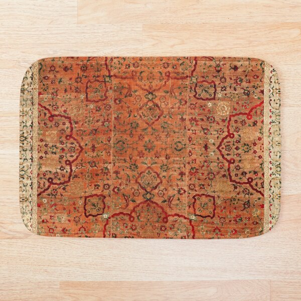 17th Century Velvet and Silk Carpet Print Bath Mat