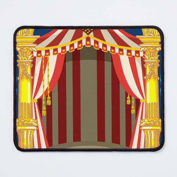 Old Circus Carnival Poster Template with Blank Vintage Golden Frame and  striped Red Backgroung Stock Illustration