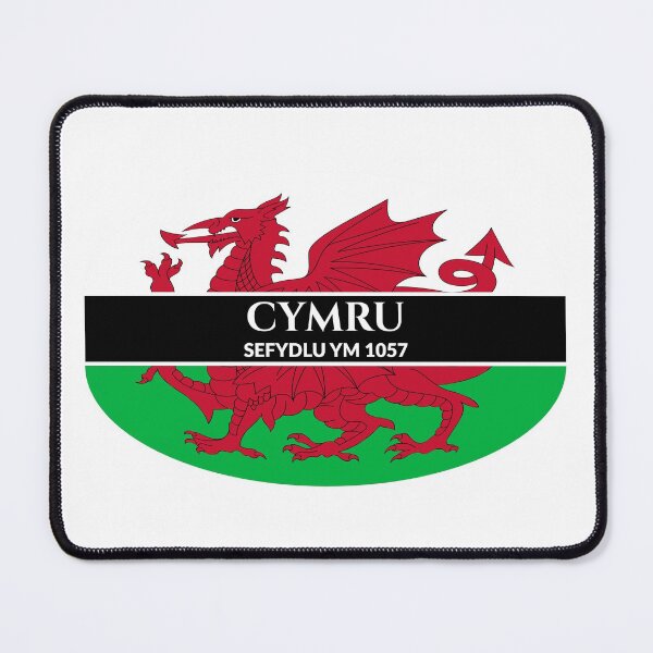 Item preview, Cymru Sefydlu Ym (Wales Founded) 1057 Welsh Flag (White Text) designed and sold by Worldesigns by Artsiren.