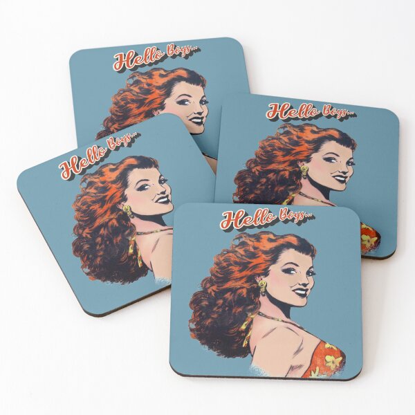 Item preview, Hello Boys Beautiful Red Head Woman Vintage Illustration designed and sold by TrulyEpoque.