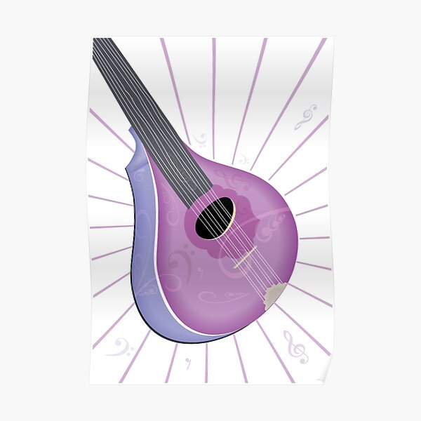 Purple Bouzouki on a white background - tall Poster