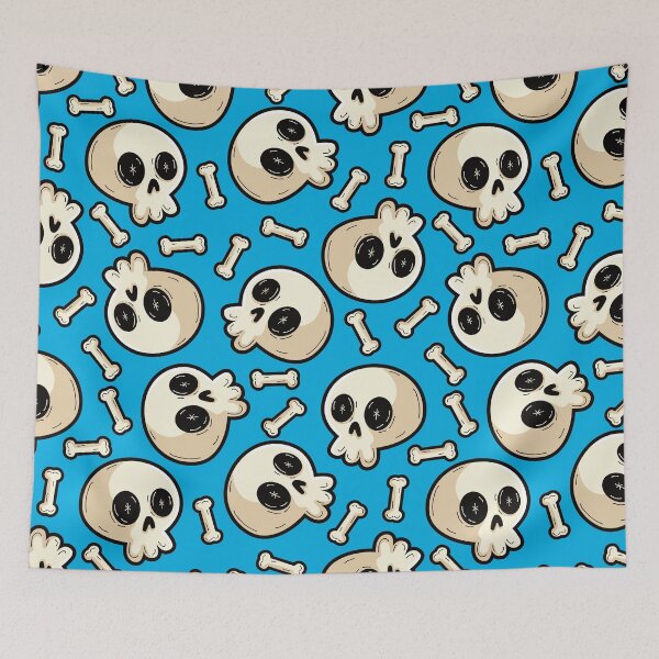 Item preview, Skulls Blue Halloween Pattern designed and sold by keeleypost.