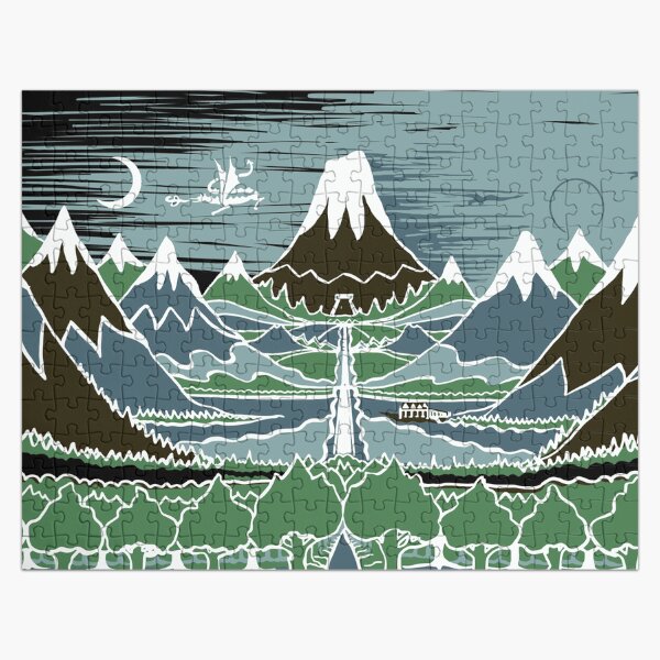 Item preview, A Halflings journey on a mountain path through an elven wood in the style of J.R.R.Tolkien designed and sold by Designwebjae.