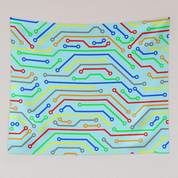 Item preview, Colorful PCB printed circuit board  trace lines art designed and sold by EngineersArt.