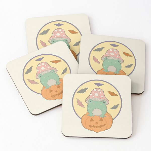 Item preview, Cute Halloween Cottagecore Frog & Full Moon Bats designed and sold by GrimButterfly.