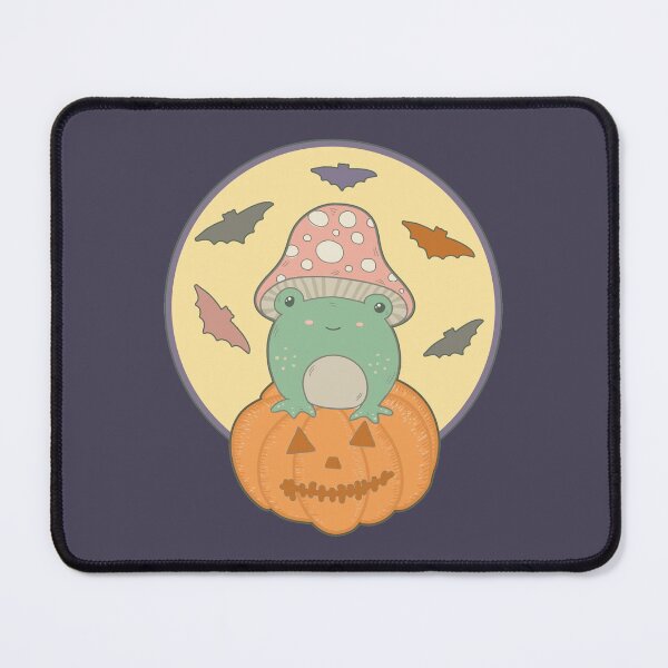 Item preview, Cute Halloween Cottagecore Frog & Full Moon Bats designed and sold by GrimButterfly.
