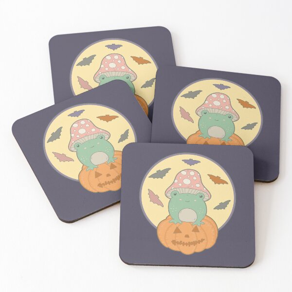 Item preview, Cute Halloween Cottagecore Frog & Full Moon Bats designed and sold by GrimButterfly.