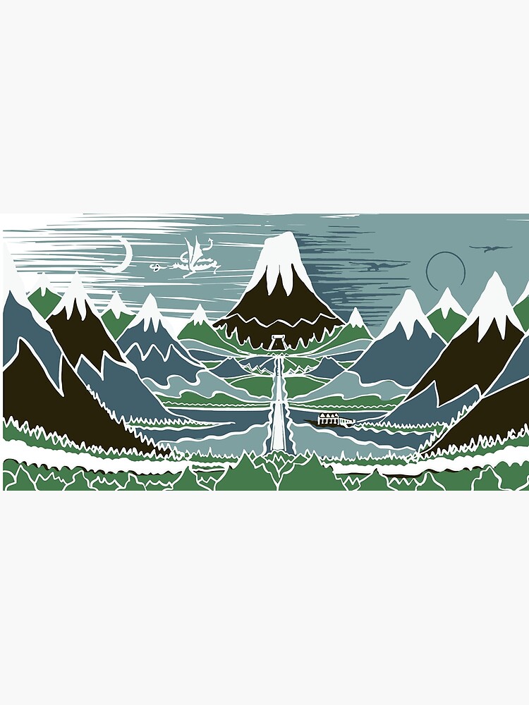Thumbnail 5 of 5, Mouse Pad, A Halflings journey on a mountain path through an elven wood in the style of J.R.R.Tolkien designed and sold by Designwebjae.