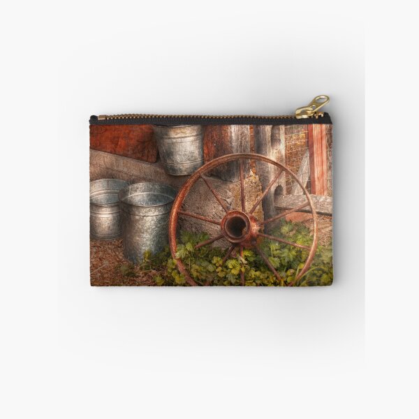 Item preview, Country - Some dented pails and an old wheel  designed and sold by Mike Savad Photography.