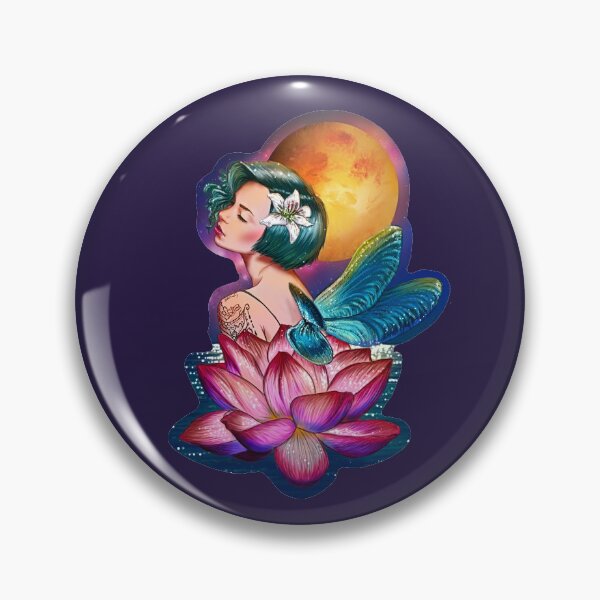 Item preview, Lotus Dragonfly - Stickers and Pin Buttons designed and sold by VagoGraphicArt.
