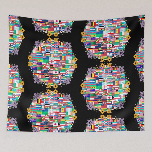 Item preview,  hispanic heritage month latino countries flags sunflower - round flower circle designed and sold by nakavt.