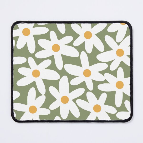 Item preview, Daisy Time Floral Pattern Sage Green White Mustard designed and sold by kierkegaard.