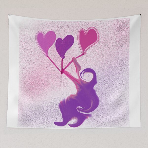 Item preview, Cute purple bear with heart balloons designed and sold by headtrackerart.