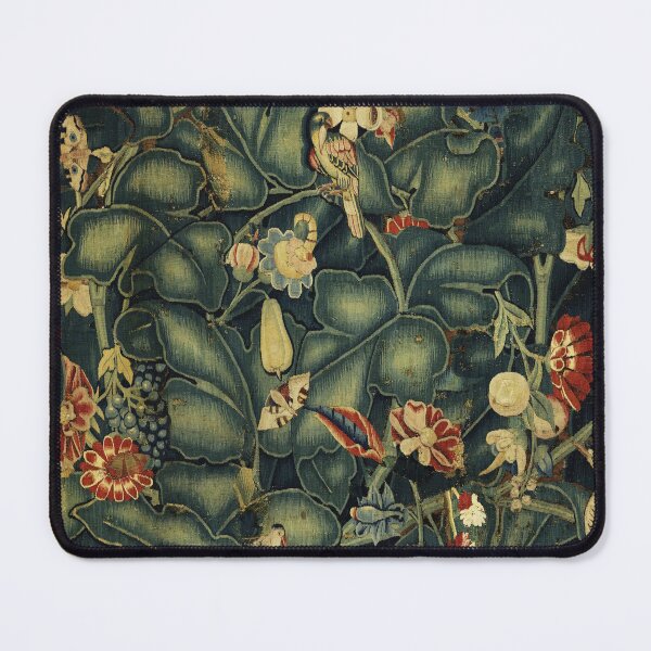 Item preview, LARGE GREEN LEAVES FLOWERS,FRUITS ,BIRDS ,BUTTERFLIES Antique Floral Tapestry designed and sold by BulganLumini.