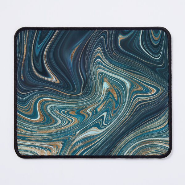 Item preview, Teal gold agate liquid marble texture fluid artwork designed and sold by CynthiaGraphics.