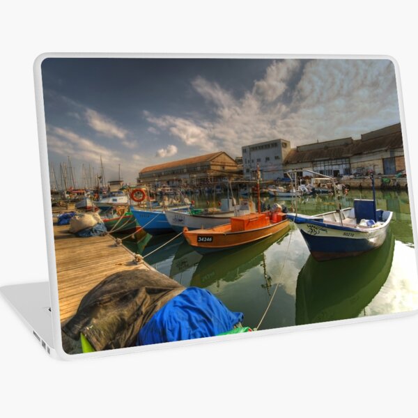 resting boats at the Jaffa port Laptop Skin