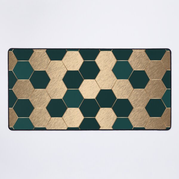Item preview, Dark Green and Gold Elegant Geometric Hexagon Pattern designed and sold by CynthiaGraphics.