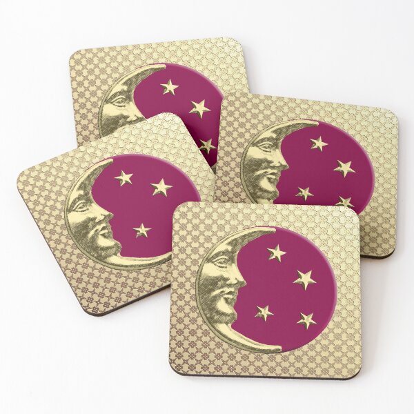 Item preview, Art Deco Moon and Stars, Burgundy and Gold designed and sold by Marymarice.