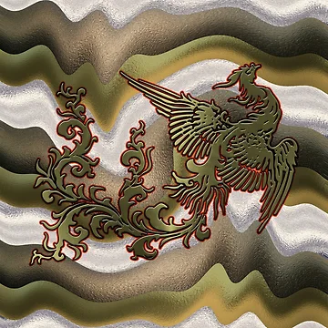 Artwork thumbnail, Liquid Metallic Golden Phoenix Pattern by LRGraphics