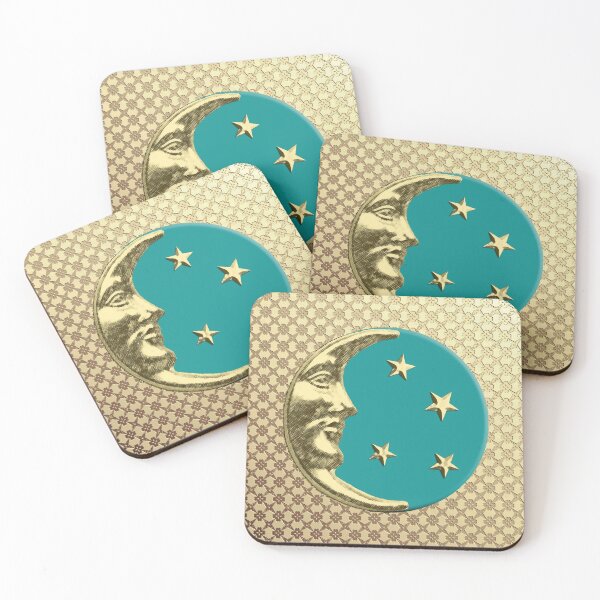 Item preview, Art Deco Moon and Stars, Turquoise and Gold designed and sold by Marymarice.
